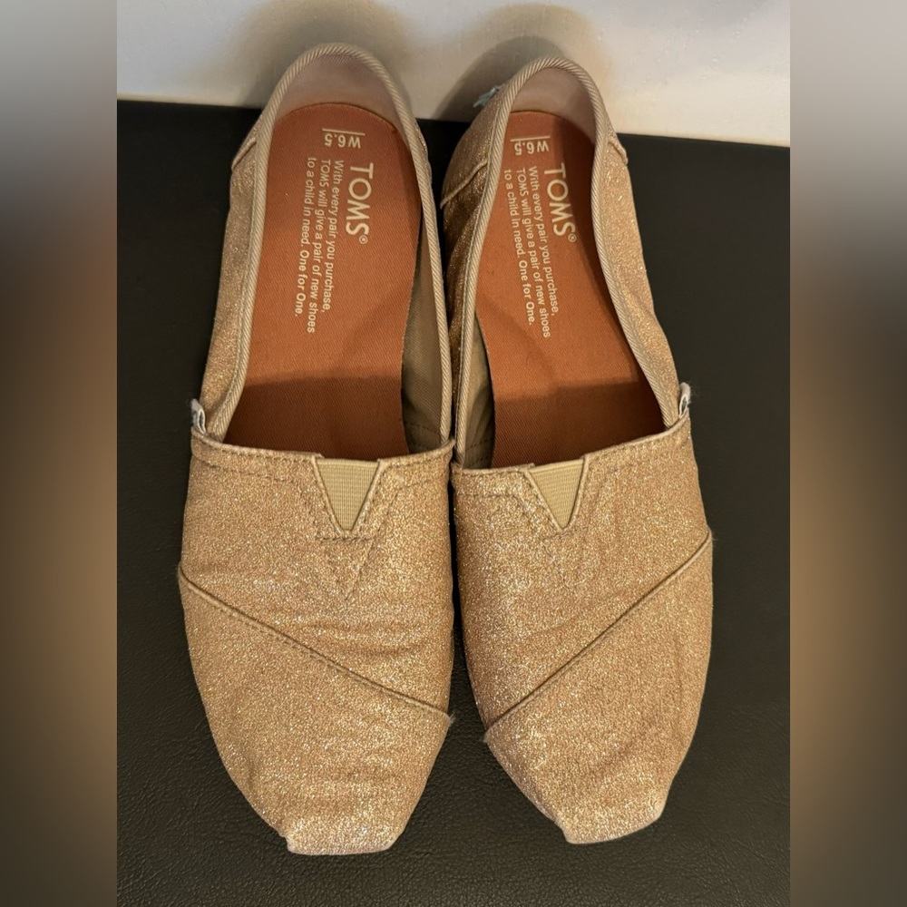 TOMS Gold Glitter Flat